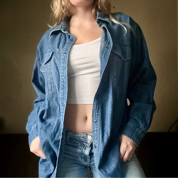 Harley-Davidson Jackets & Blazers - Vintage Harley-Davidson Denim Blue Button-Up Shirt Women’s L